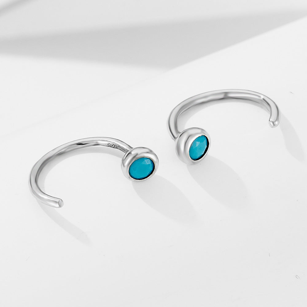 The Silent Move S925 Sterling Silver C-Hoop Earrings with Malachite Inlay (2 Colors)