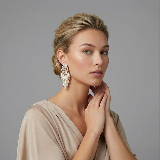 The Silent Move Dramatic Pearl Tassel Statement Earrings (Gold)