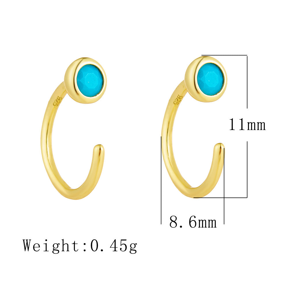 The Silent Move S925 Sterling Silver C-Hoop Earrings with Malachite Inlay (2 Colors)